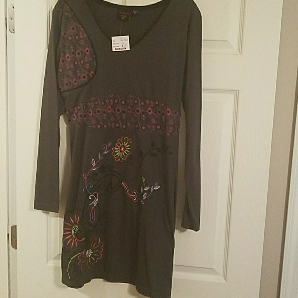 Long sleeve gray 100% cotton dress